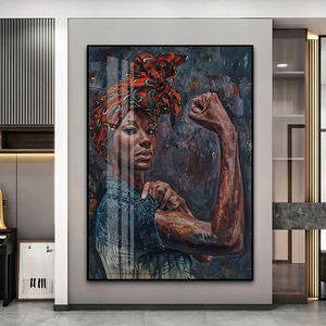 <span class=keywords><strong>Dipinto</strong></span> di porcellana di cristallo di dimensioni verticali incorniciato che dà potere alla figura del velo <span class=keywords><strong>etnico</strong></span> decorazione della parete per il soggiorno - Product Image 4