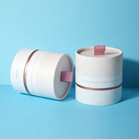 Emballage de bougie en tube cylindrique en carton écologique de luxe personnalisé, recyclable, avec laminage mat, doublure en éponge, biodégradable