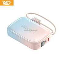 Nouvelle mini batterie externe électronique 10000 mAh, mince et portable, avec câble USB-C, Powerbanks 10000 mAh