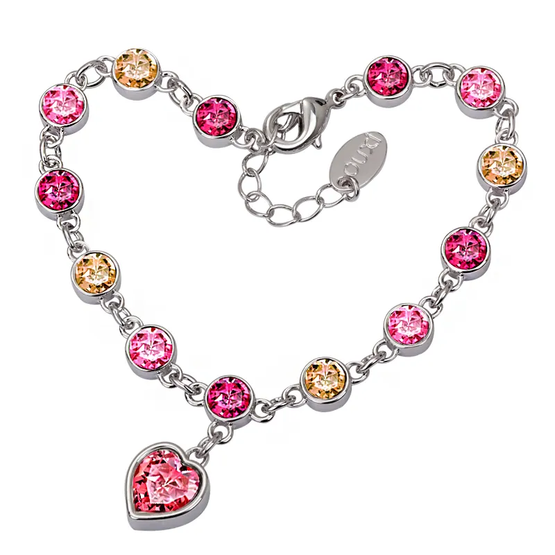 30181 Coração pingente Pulseira De Cristal Austríaco Ajustável Charme Pulseiras para As Mulheres Presente Moda Jóias Pulseiras