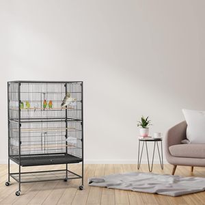 2025 nouveau style cage à oiseaux en acier forgé de 52 pouces avec support, bouton, solide, respirant, grande capacité, gris africains, quakers, - Product Image 2