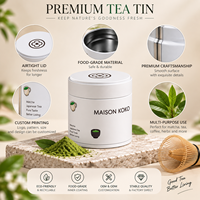 Boîtes en métal rondes noires mates de qualité alimentaire avec couvercle, personnalisables pour café et thé, idéales pour la vente en gros et l'impression de motifs.