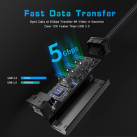 Hub USB 3.0 VCOM en Stock, Transferencia de Datos de 5 Gbps, 4 Puertos USB Tipo A a Adaptador Ethernet RJ45 de 1000 Mbps