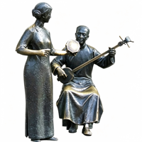 Statue de groupe de figurines chinoises traditionnelles en bronze antique moulé en résine, taille, couleur et pose personnalisables, pour sites touristiques et parcs à thème