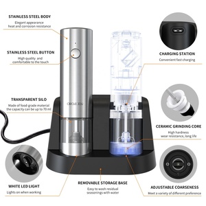 Custom Multi Functional Rechargeable Salt and <b>Pepper</b> <b>Grinder</b> <b>Pepper</b> <b>Grinder</b> Adjustable Stainless Steel Salt and <b>Pepper</b> Mill - Product Image 3