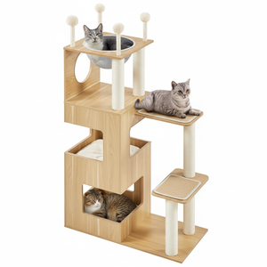 Fabricante lindo de alta calidad muebles de madera para mascotas gato rascador casa moderna clásico y transparente espacioso escalera paso estante - Product Image 1