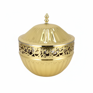 ชามใส่ขนมแบบอาหรับเคลือบทองคุณภาพสูง พร้อมฝาปิดโลหะ ราคาไม่แพง  กระถางใส่ขนมแบบอาหรับที่ดีที่สุด บรรจุภัณฑ์และโลโก้แบบกำหนดเองได้ - Product Image 1