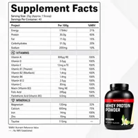 Poudre de protéines de lactosérum 1 kg, riche en protéines avec des multivitamines et des minéraux pour la croissance musculaire, la récupération, la nutrition sportive, complément alimentaire OEM ODM