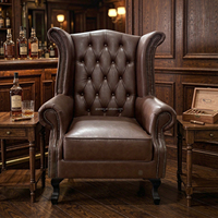 Fauteuil à une place de style américain vintage, chaise en cuir rétro pour la maison, le bar, l'hôtel ou le salon à whisky et cigares