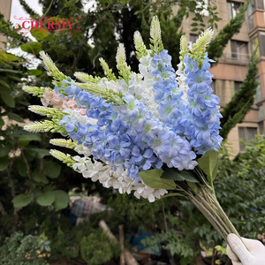DC245 Vente en gros de branches de <span class=keywords><strong>delphinium</strong></span> en soie de couleurs mélangées, grandes fleurs artificielles pour centre de table et décoration d'arche - Product Image 2