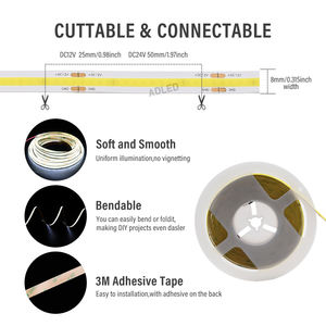Bande LED COB 8W 5M répertoriée UL 4000K blanc neutre 320 puces 8MM Cri90 libre pliable blanc chaud IP20 découpable 320 bande lumineuse Cob - Product Image 5