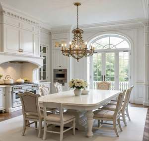 Ensemble d'armoires de cuisine personnalisées BALOM, style européen de luxe, bois de chêne avec évier, armoires de base et îlot de cuisine - Product Image 1