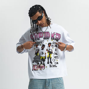 T-shirt court en coton de luxe, coupe ample, imprimé numérique personnalisé, lourd, respirant, uni, fabriqué par le fabricant - Product Image 2