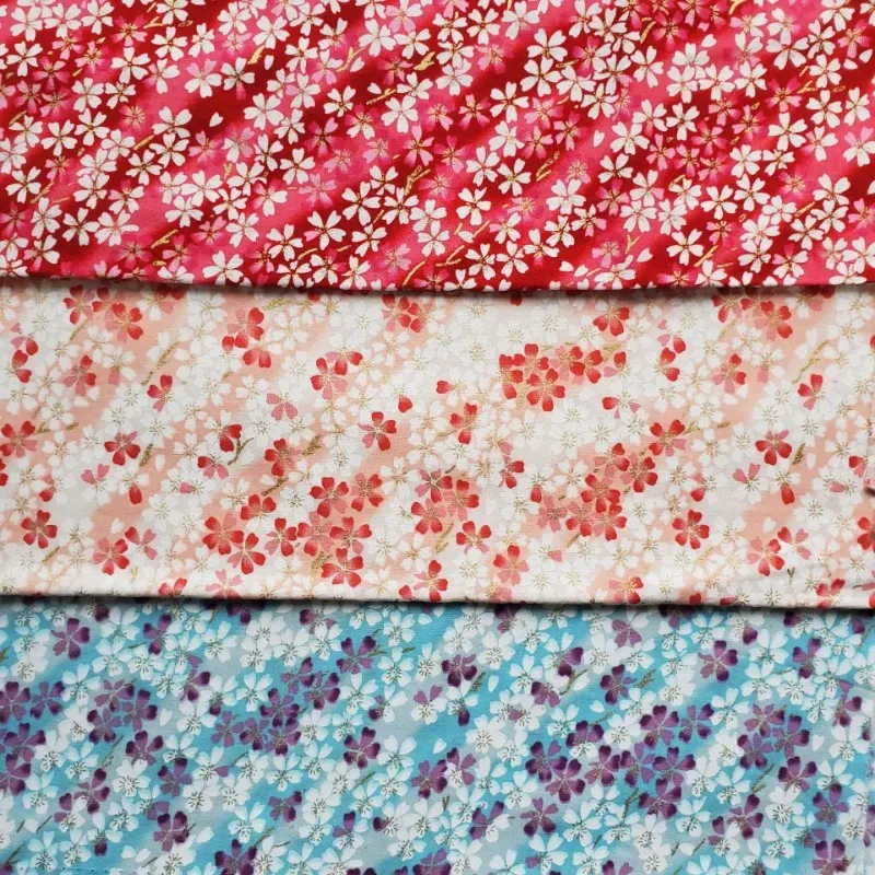 Tissu en coton imprimé personnalisé Sakura tissu bronzé fleur de prunier pour la couture Kimono coussin sac à main bricolage