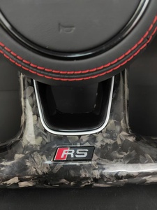 Volant en cuir et fibre de carbone sur mesure à <span class=keywords><strong>3</strong></span> branches avec palettes de changement de vitesse, design perforé et surpiqué pour <span class=keywords><strong>Audi</strong></span> Q5/Q3 - Product Image 3