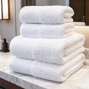 Conjunto de Toalhas de Banho Personalizadas com Logo 100% Algodão Branco 500-600Gsm Toalhas de Algodão de Secagem Rápida Leves e Confortáveis para Hotéis - Product Image 1