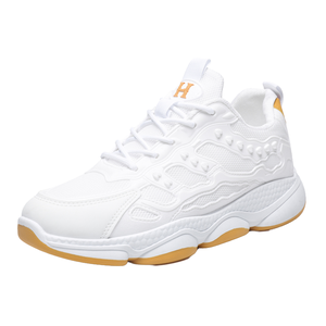 รองเท้ากีฬาผู้ชายคุณภาพดีเยี่ยมแบบผูกเชือก เหมาะสำหรับเดินและวิ่ง สีขาวดำ ระบายอากาศได้ดี น้ำหนักเบา สำหรับฤดูใบไม้ผลิ ฤดูร้อน ฤดูใบไม้ร่วง - Product Image 1