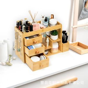 Wooden home <b>dressing</b> <b>table</b> shelf, skincare product and lipstick holder, drawer-style multi-functional cosmetic <b>storage</b> box - Product Image 1