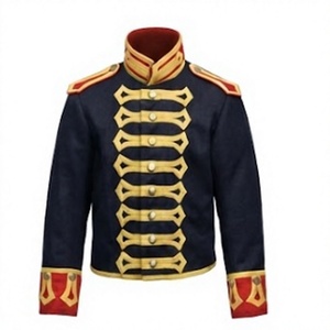 Veste en laine matelassée de style uniforme militaire vintage pour homme, coupe-vent, col montant, boutons en corne, broderie, automne - Product Image 2