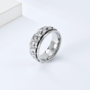Fashion <b>Rings</b> Geometric Rotating Gear <b>Titanium</b> Steel Unisex Index Finger <b>Ring</b> Gift Black Silver Blue Gold Color Stainless Steel - Product Image 3