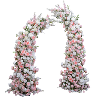 Arche florale en métal en forme de croissant LILIS |   Ensemble de 2 pièces détachables de 6-7 pieds au toucher réel |   Toile de fond pliable portable résistante aux UV et au vent pour mariage