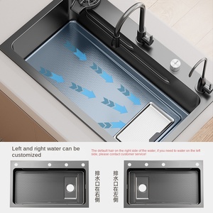 Lavello da <span class=keywords><strong>cucina</strong></span> singolo grande in acciaio inox 304 con tecnologia Nano, spessore 4mm, doppio sifone, da appoggio, 76x46cm - Product Image 4