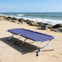 Lit de camping pliable pour une personne facile à transporter, tissu Oxford 600D, cadre en alliage d'aluminium, sac de rangement pour le camping en plein air et les situations d'urgence