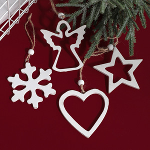 Decorazioni natalizie in legno: albero di <span class=keywords><strong>Natale</strong></span> intagliato, cuore in legno, pentagramma, fiocco di neve, angelo pendente, regalo - Product Image 3