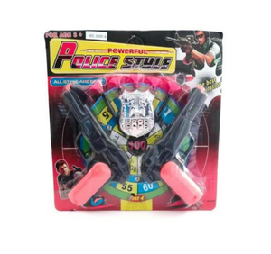 Potente set di pistole giocattolo in plastica stile polizia per bambini dai 3 anni in su, funzionamento manuale, modello 38EF-4 - Product Image 1