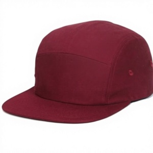 Casquette Snapback Unisexe 5 Panneaux en Coton Bordeaux Uni, Visière Plate Ajustable, Style Urbain pour Adultes, Tenue Décontractée Quatre Saisons - Product Image 1