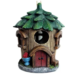 Milieuvriendelijke Grijze Vogel Nest Hars Ambachten Buiten Tuin Decoratief Vogelhuis Accent Voor Kerst En Thanksgiving - Product Image 1