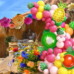 Kit Arco e Ghirlanda di Palloncini per Festa Hawaiana |   Palloncini in lattice a forma di ananas con foglie di palma |   Decorazioni per Feste Tropicali - Product Image 1