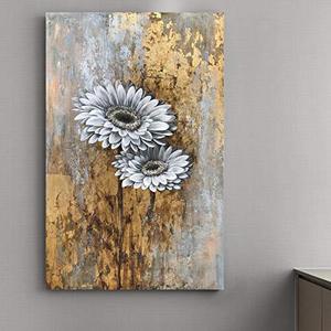 Fiori bianchi dipinti a mano pittura murale Bouquet gigli <span class=keywords><strong>girasoli</strong></span> selvatici pittura a olio <span class=keywords><strong>con</strong></span> foglia d'oro decorazione soggiorno - Product Image 4
