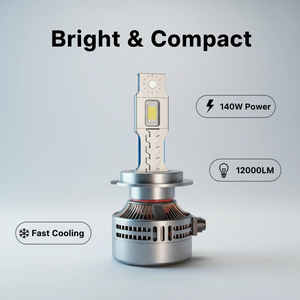 140W 12000LM <span class=keywords><strong>ไฟ</strong></span>หน้า LED 2ชิ้นท่อทองแดงคู่ H7 H4 9005 H11 9006รถ SUV แบบเสียบปลั๊ก<span class=keywords><strong>12V</strong></span> - Product Image 3