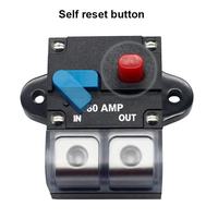 12V 48V DC Disyuntor de audio a prueba de agua Reinicio manual de plástico Fusible de 60 amperios y 50 amperios para automóviles y barcos