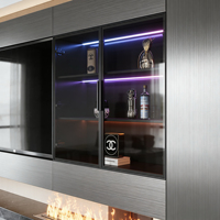 Meuble mural écologique sur mesure avec éclairage LED, charnières et évier pour cuisines modernes d'appartements