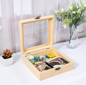 Petite boîte de rangement en bois peinte, boîte artisanale DIY, boîte de présentation multifonctionnelle sur le <span class=keywords><strong>thème</strong></span> de l'amour avec couvercle à charnières en verre - Product Image 5