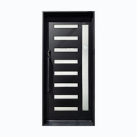 Porte d'entrée principale en fer de style moderne en verre inoxydable avec filet en fibre de verre pour l'extérieur de la villa.