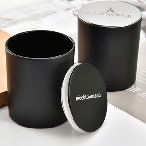 7oz 10oz 15oz Frosted black glass candle jar Glass candlestick candle container