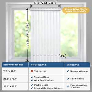 Film de fenêtre rectangulaire en vinyle rayé givré Rabbitgoo avec adhésif statique, protection UV et confidentialité pour la maison/le bureau 45x200CM - Product Image 2