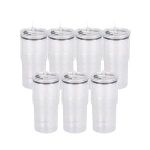 Gobelet en plastique réutilisable de 20 oz à double paroi avec poignée et paille, idéal pour les smoothies et les jus – Vente directe usine - Product Image 3