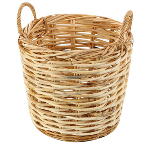 Cesto <span class=keywords><strong>in</strong></span> Rattan HF0240 con Manici, Vaso <span class=keywords><strong>in</strong></span> Rattan Piccolo e Grande, Vasi Rotondi Fatti a Mano per Fiori e Piante, Cesto Portaoggetti <span class=keywords><strong>in</strong></span> <span class=keywords><strong>Vimini</strong></span> Jumbo - Product Image 6