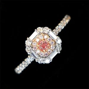 Bague de fiançailles Xinfly en or 18 carats avec diamant rose naturel et diamant blanc 0,4 carat, anneau en or massif pur - Product Image 5