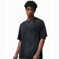 Camiseta Personalizada con Impresión DTG Estilo Vintage Streetwear 250G de Algodón Lavada al Sol con Efecto Desgastado para Hombre, Corte Oversized, Teñido en Spray y Desteñido, Diseño OEM