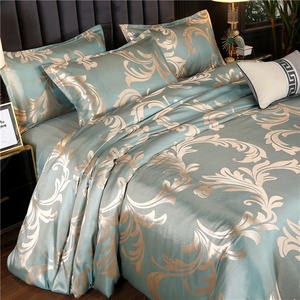 Luxe brillant satin soyeux jacquard motif de fleurs style classique européen drap de lit literie housse de <span class=keywords><strong>couette</strong></span> ensemble - Product Image 4