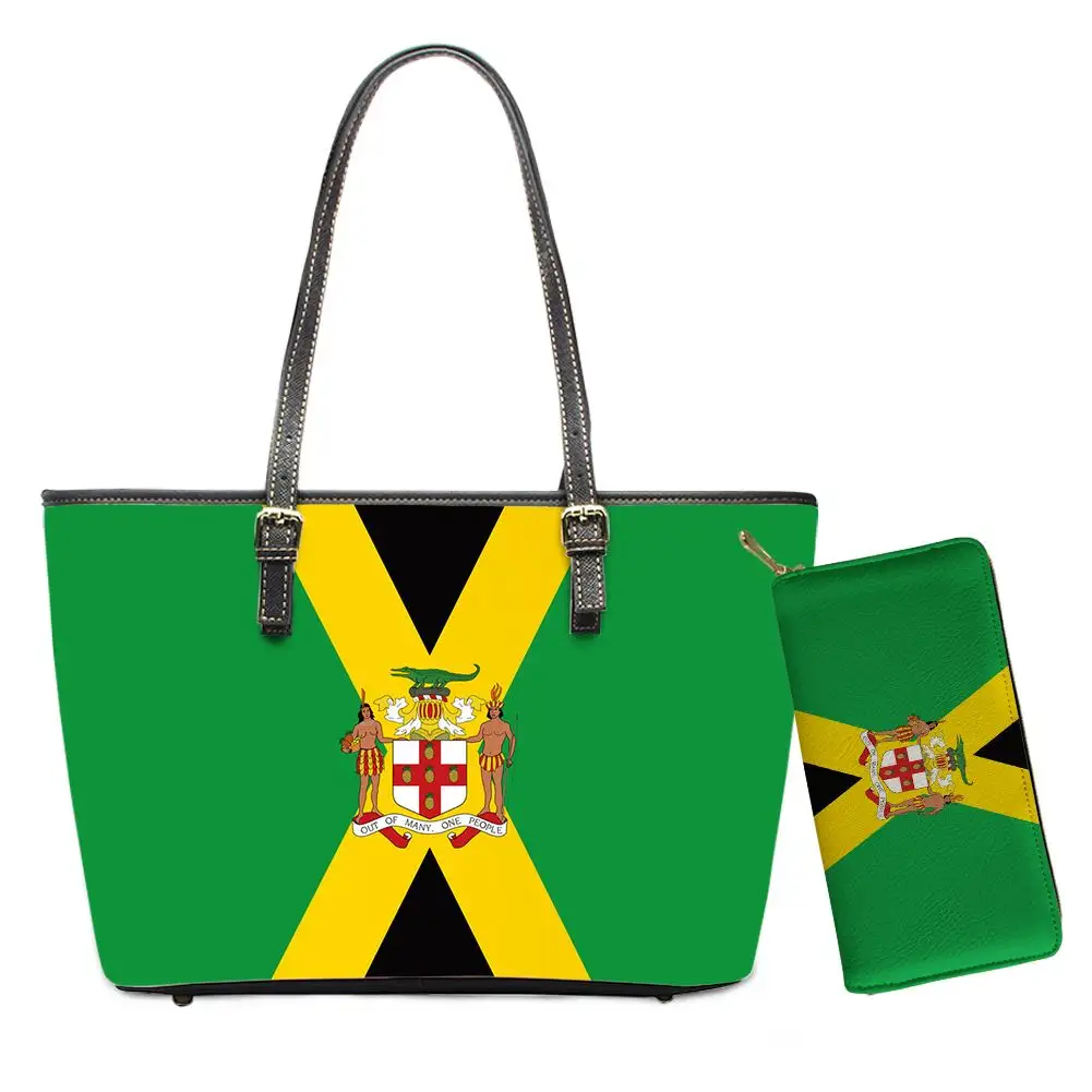 2pcs Women Large Handbag And Purse Guam Jamaica Logo charms Print cheap ladies tote shoulder bag custom classic hand bag
