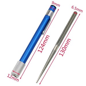 Mini stylo d'affûtage portable en diamant pour hameçons de pêche, outil d'extérieur bleu de 124mm - Product Image 1