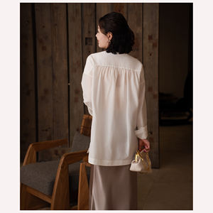 Camicia classica di raso y cotone misto cotone tinta unita abiti da donna bluse e camicie da donna abiti da donna - Product Image 5