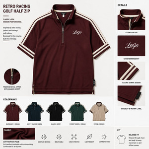 OEM/ODM High Quality 4/1 Zip <b>Men</b> Short Sleeve Quarter Zip Lightweight Stretch Resistant Custom Golf <b>Pullover</b> - Product Image 2