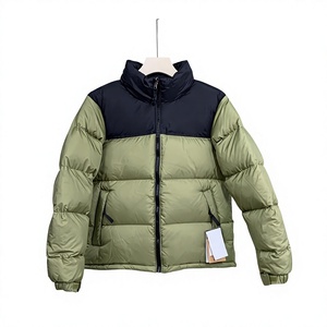 Blouson matelassé pour homme, orange et noir, col montant, fermeture éclair, décontracté, imperméable, longueur standard, à capuche - Product Image 3